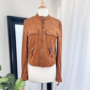 💋Free people brownish faux suede smooth jacket size XS